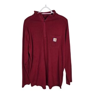 Carhartt Mens Long Sleeve Force Relaxed Fit Quarter Zip Utility Red Pullover L